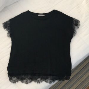 Zara Black Lace Trim Shirt
